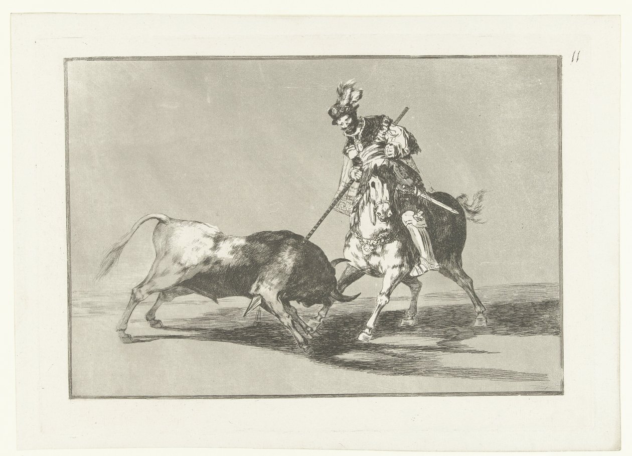 Rodrigo Diaz de Vivar beskrev en stier El Cid Campeador spjuter en annan tjur Stierenvechten (serietitel) Tjurfäktning (serietitel) av Francisco de Goya