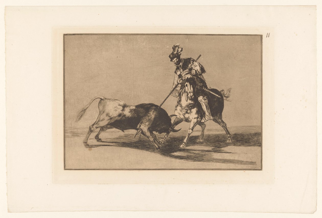 Rodrigo Diaz de Vivar beskrev en stier El Cid Campeador spjuter en annan tjur Stierengevechten (serietitel) La Taureamachie (serietitel) Tjurfäktning (serietitel) av Francisco de Goya