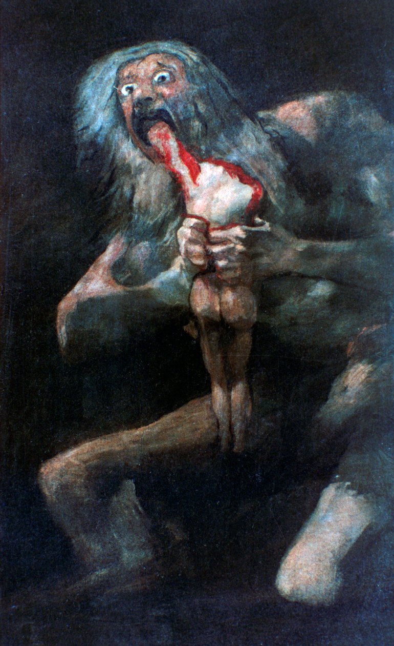 Saturnus slukar ett av sina barn, 1821-1823 av Francisco de Goya