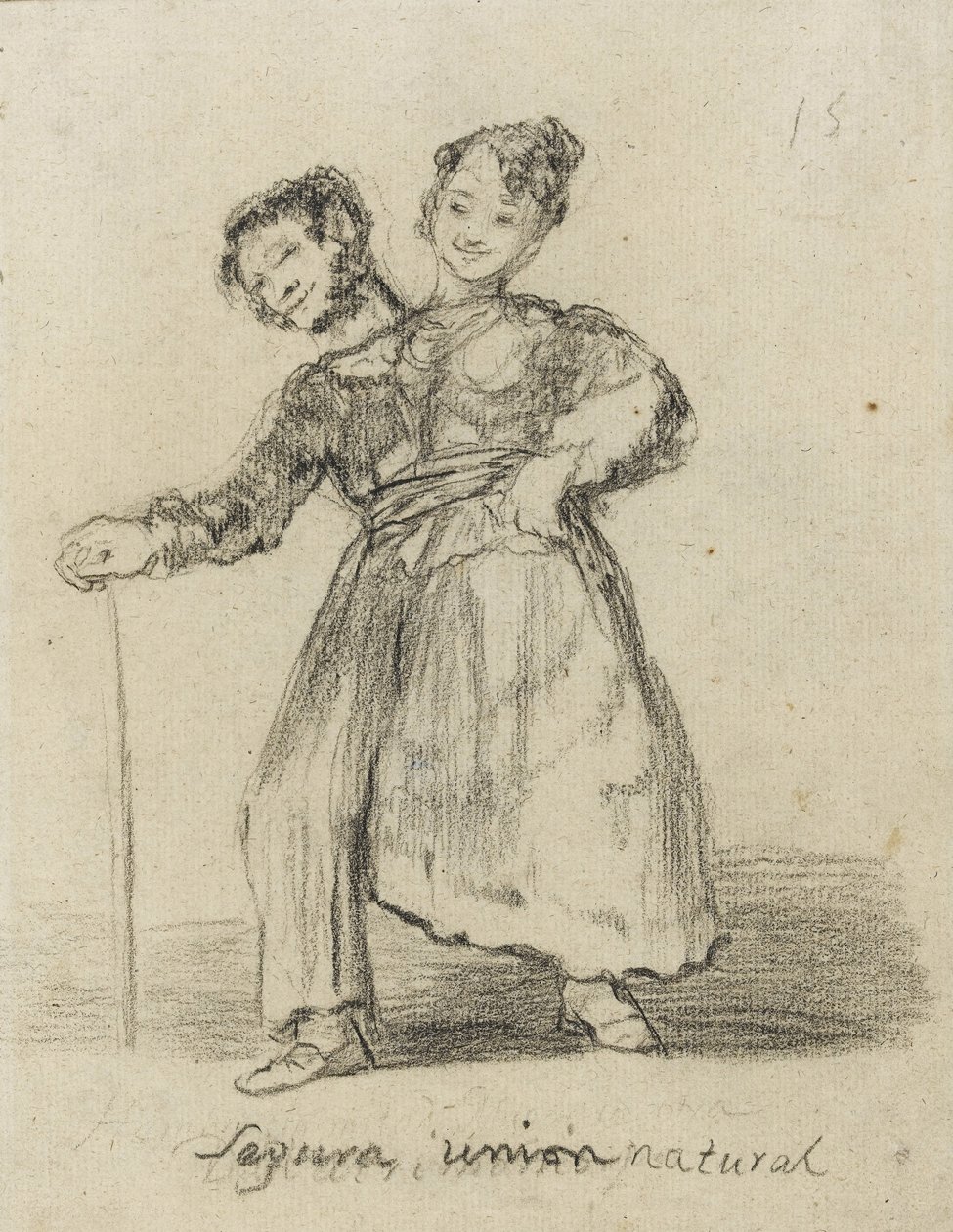 Segura Union Natural, 1819-28 (svart krita på papper) av Francisco de Goya