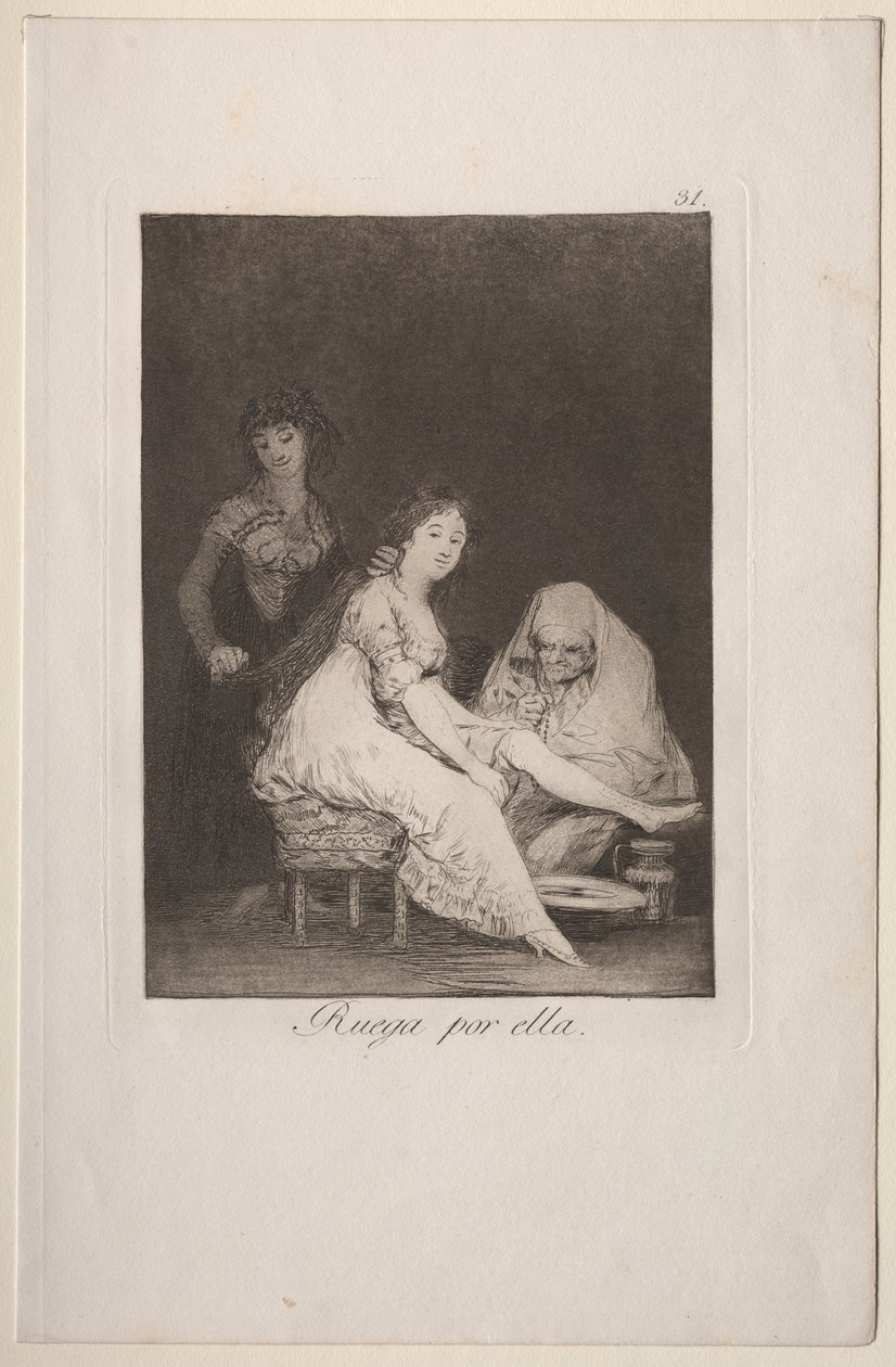 Caprichos: Hon ber för henne av Francisco de Goya