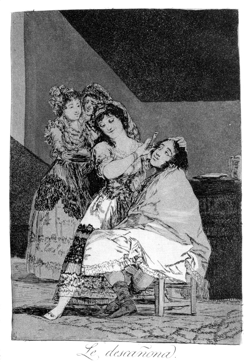 Hon flyr honom, 1799 av Francisco de Goya
