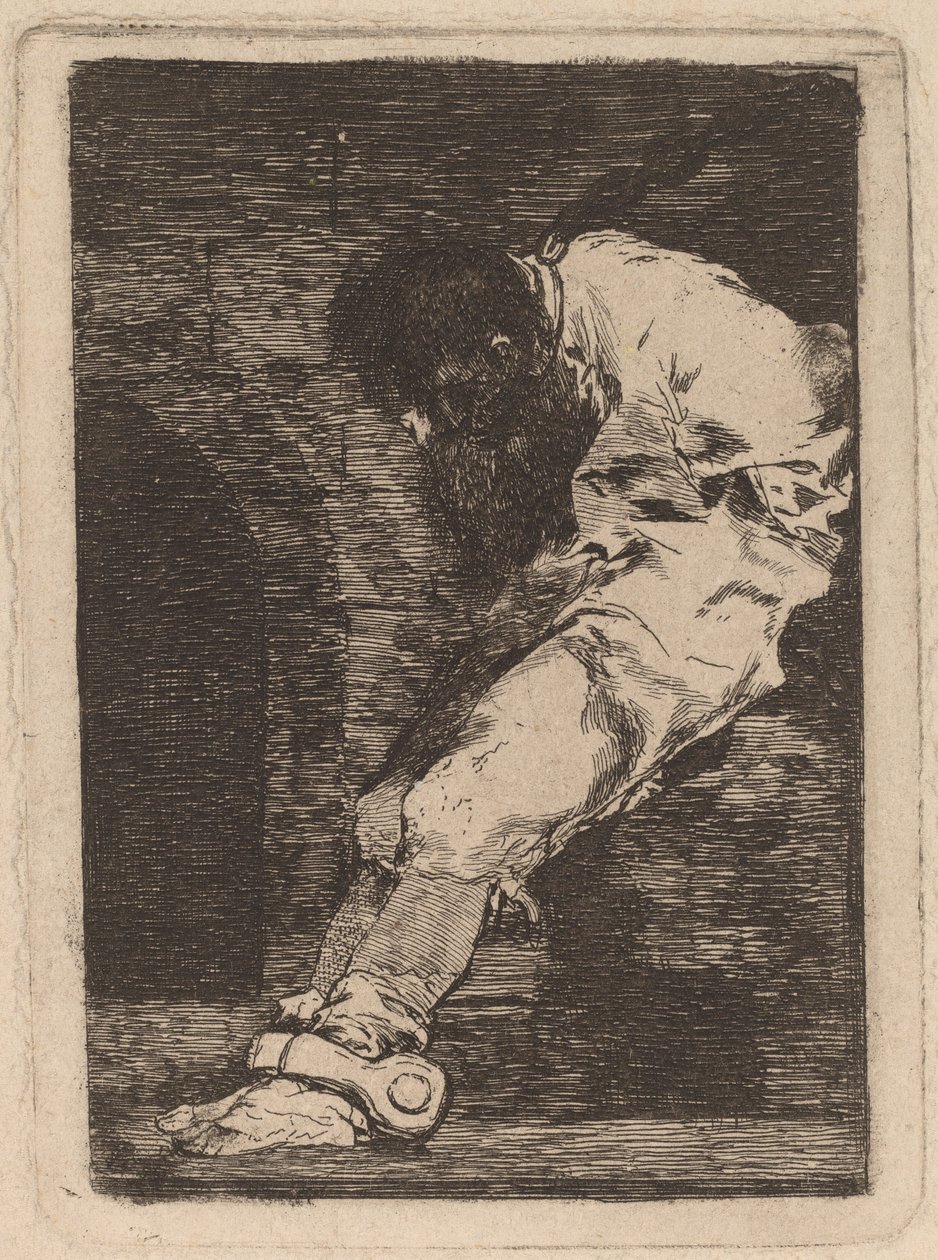 Om han är brottslig, vad? muera presto (Om han är skyldig, låt honom dö snabbt) av Francisco de Goya