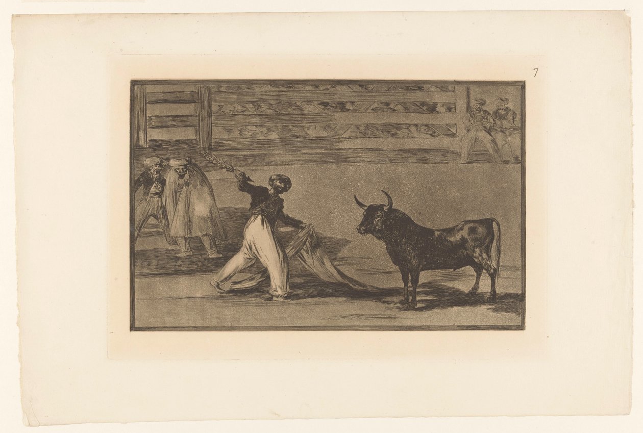 Stierenvechter träffade banderilla Harpunernas eller banderillas ursprung Stierengevechten (serietitel) La Taureamachie (serietitel) Tjurfäktning (serietitel) av Francisco de Goya