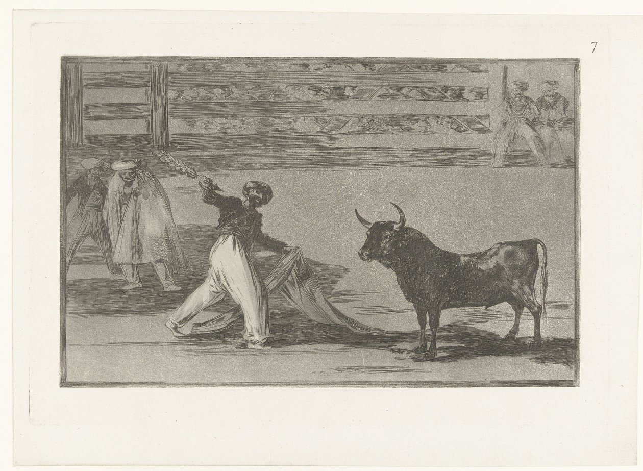 Stierenvechter träffade banderilla Harpunernas eller banderillas ursprung Stierenvechten (serietitel) Tjurfäktning (serietitel) av Francisco de Goya