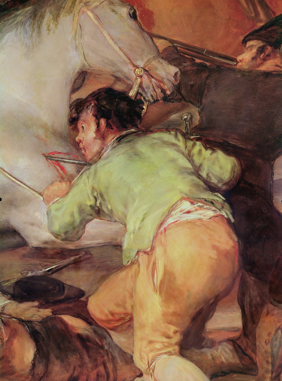 Den 2 maj 1808, Madrid eller slaget vid Mamelukerna, detalj av mannen som attackerade hästen, 1814 olja på duk av Francisco de Goya