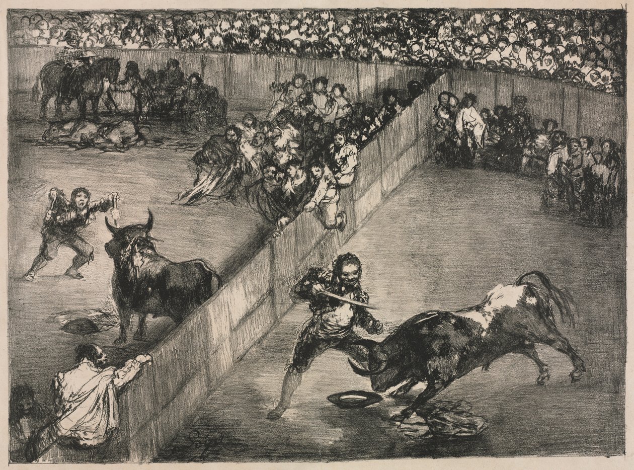 The Bulls of Bordeaux: Tjurfäktning i en delad ring av Francisco de Goya