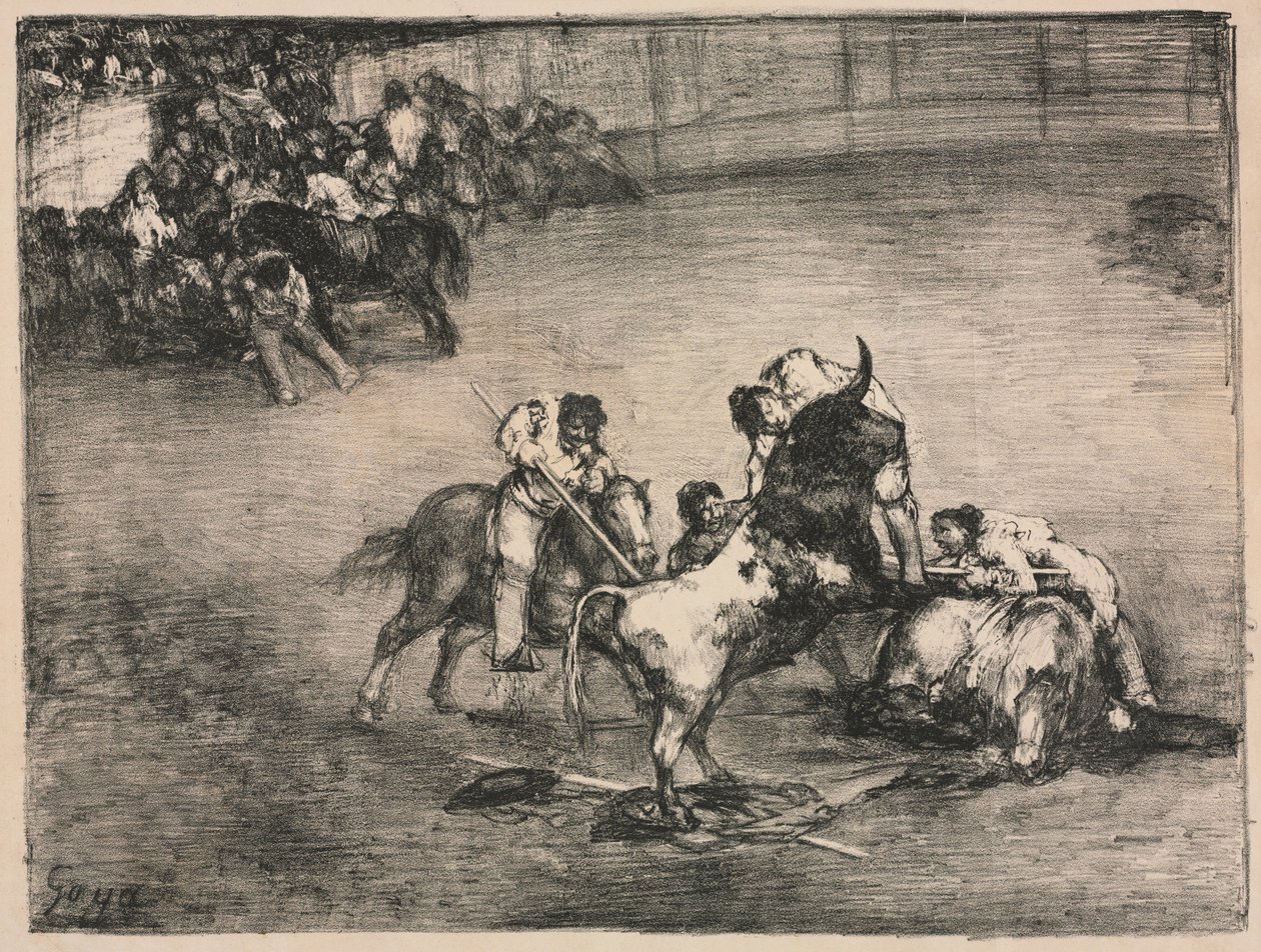 The Bulls of Bordeaux: Picador fångad av en tjur av Francisco de Goya