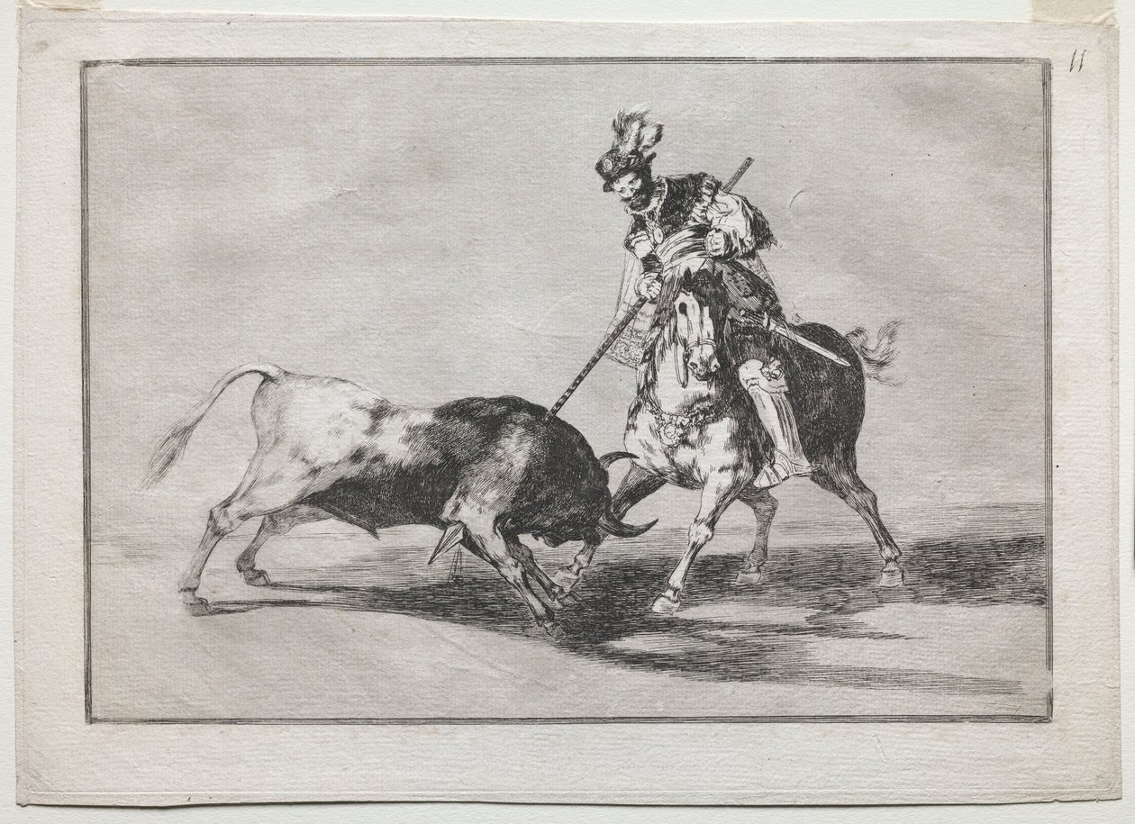 Cid Campeador som spjuter en annan tjur, 1815-1816. av Francisco de Goya