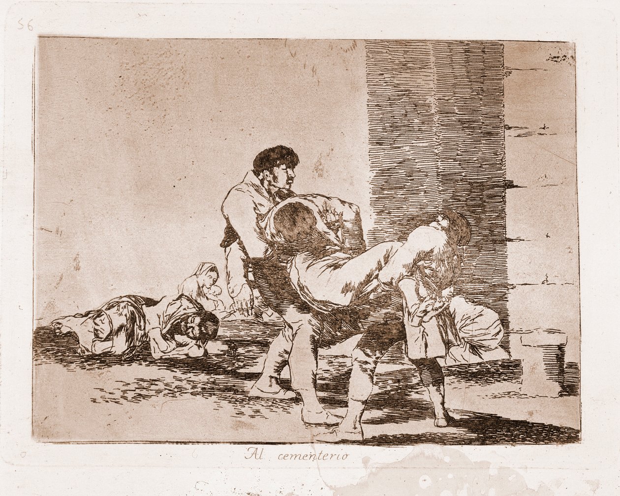 Krigets katastrofer: På kyrkogården (Gravering efter förberedande ritning av Francisco de Goya