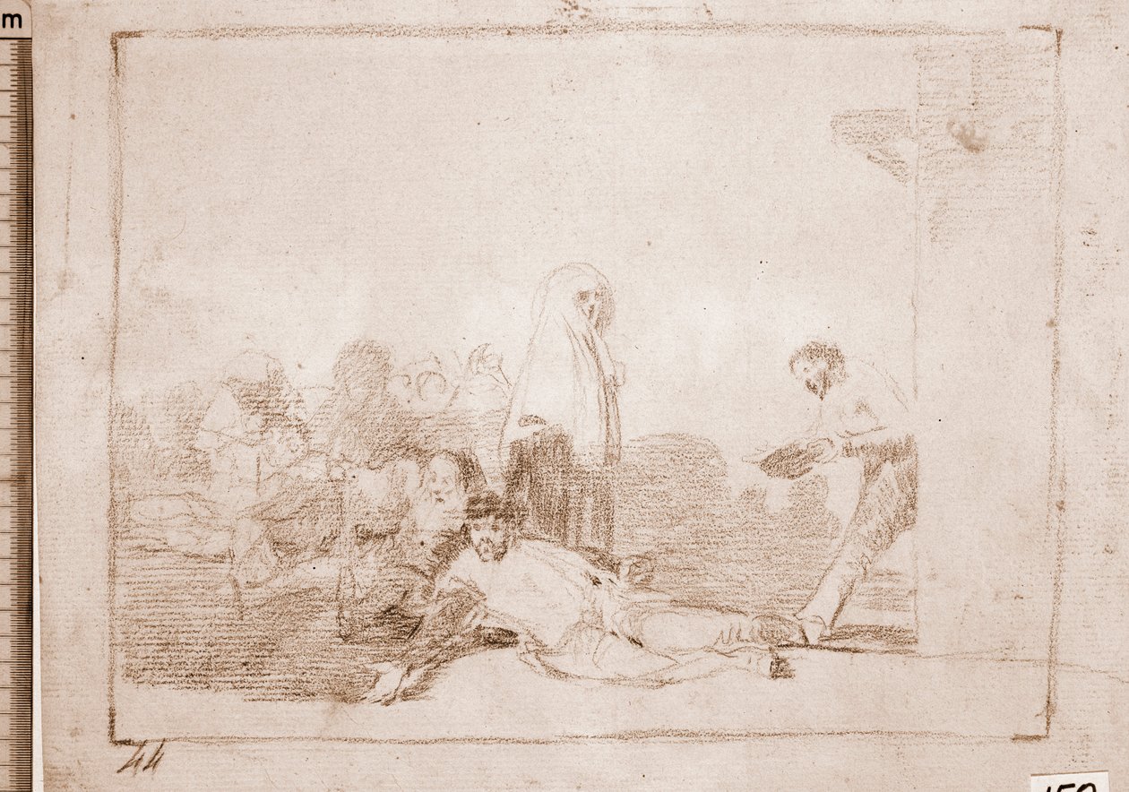 The Disasters of War: Det är värdelöst att skrika (förberedande ritning av Francisco de Goya