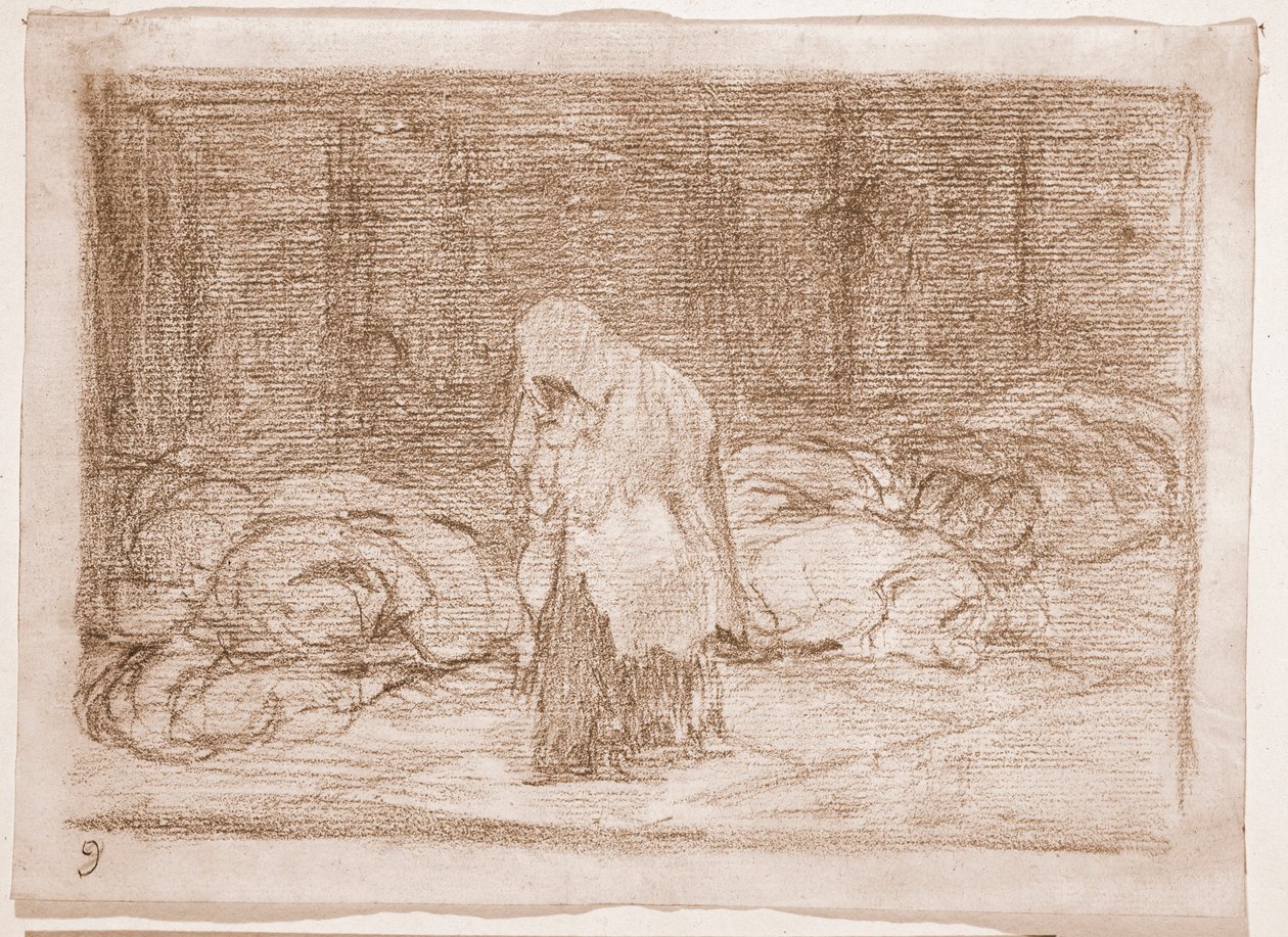 The Disasters of War: Bårhussängar (förberedande ritning av Francisco de Goya