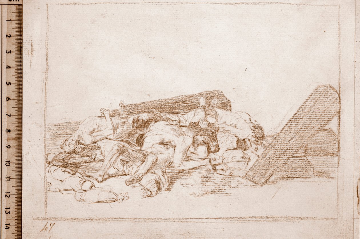The Disasters of War: Mumps of the dead (förberedande ritning av Francisco de Goya