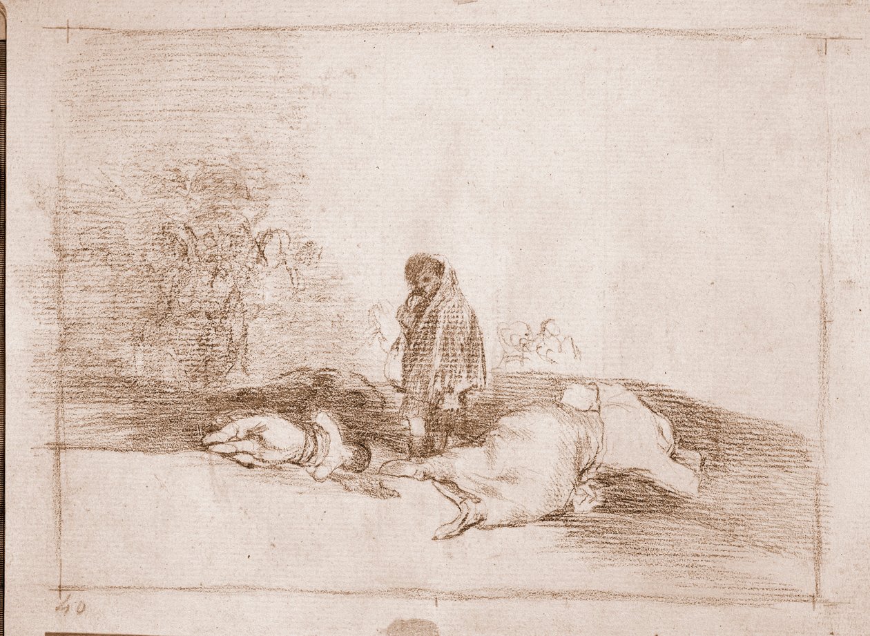 The Disasters of War: Ingen hjälper honom (förberedande ritning av Francisco de Goya