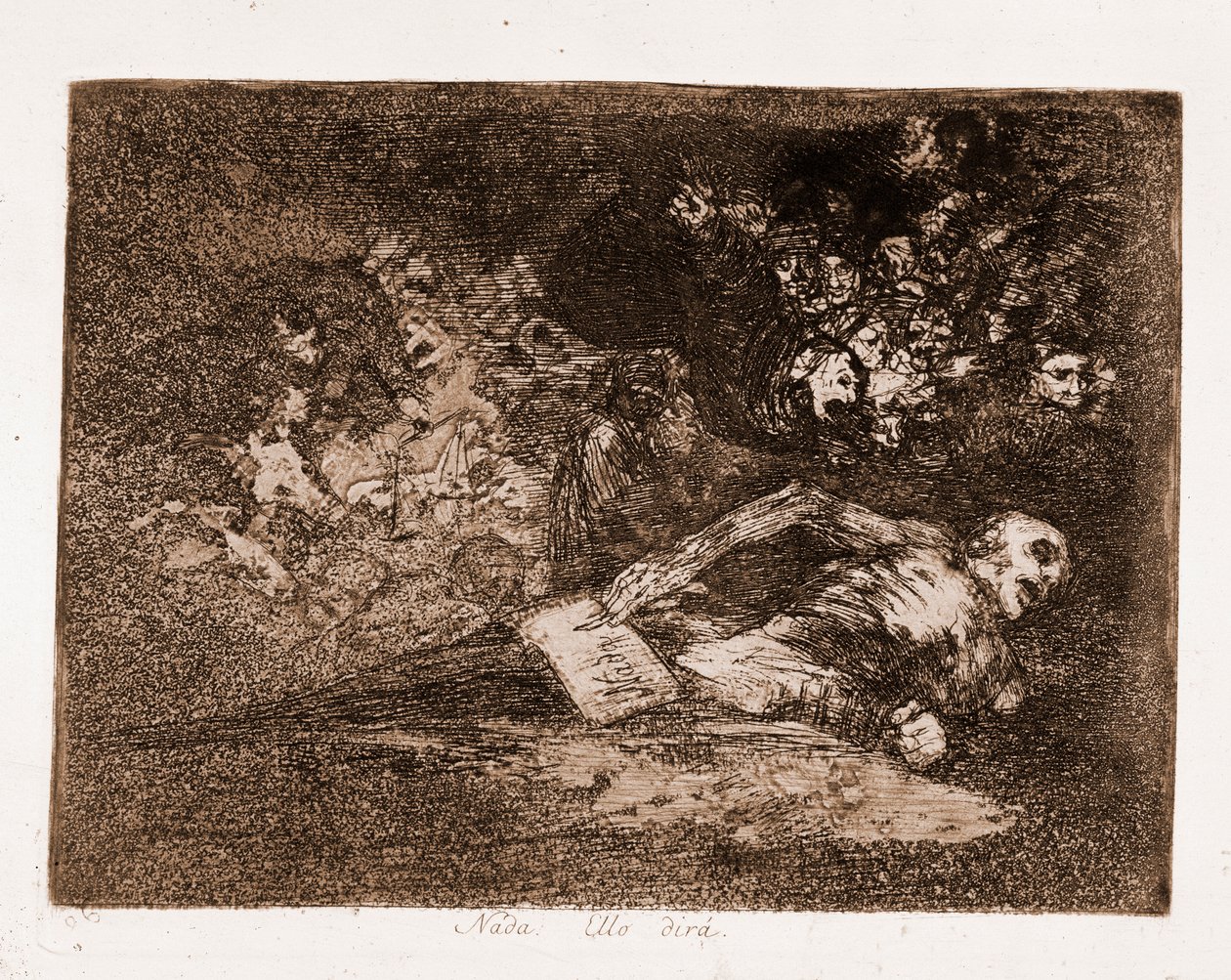The Disasters of War: Ingenting, det är vad han kommer att säga (etsning från den förberedande ritningen av Francisco de Goya