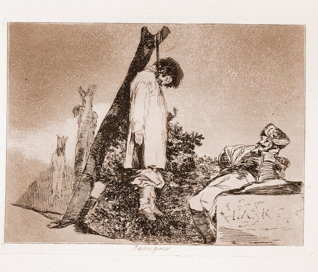 Krigets katastrofer: Det finns inget hopp (etsning från den förberedande ritningen av Francisco de Goya