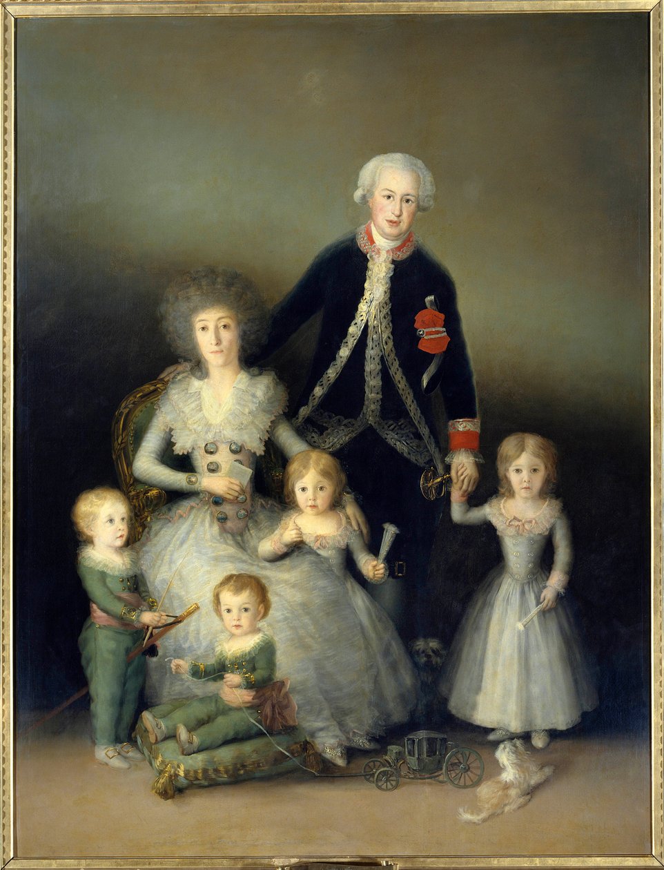 Hertigen av Osuna, Peter av Alcantara och hans familj. Målning av Francisco de Goya och Lucients (1746-1828). 1788. Sön. 2,25x1,74 m Madrid. Pradomuseet. - Ett porträtt av hertigen av Osuna, Pedro Telez Giron (1755-1807); hans hustru, grevinnan-hertiginnan av Francisco de Goya