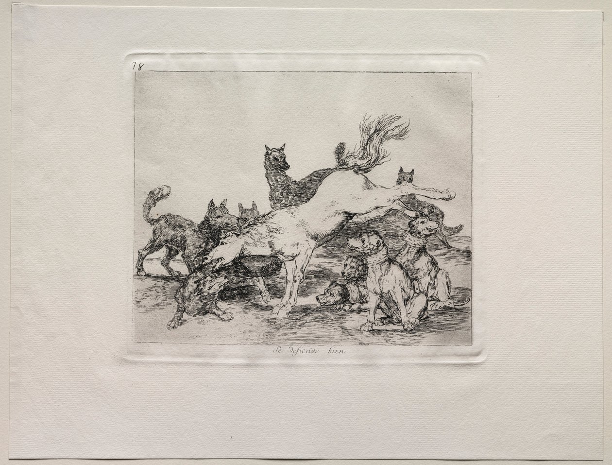 Krigets fasor: Han försvarar sig väl. av Francisco de Goya