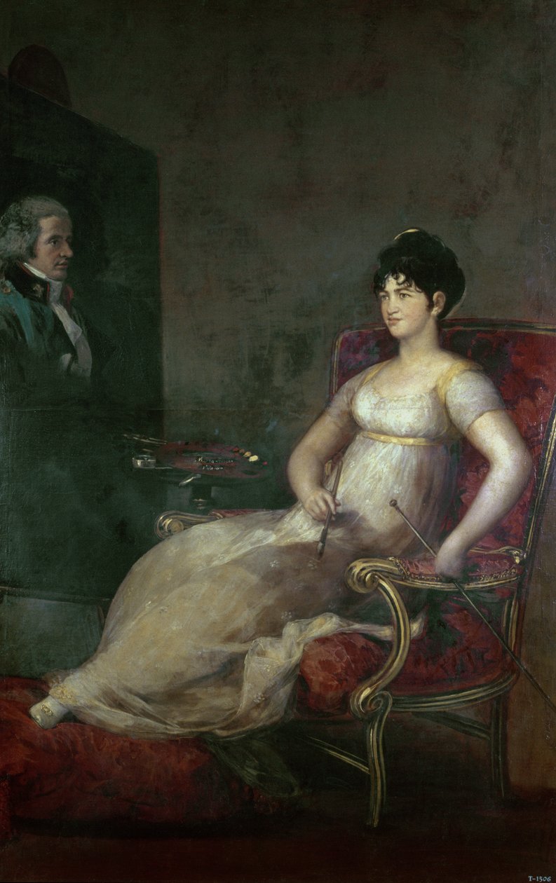 Marquesa de Villafranca målar sin man, 1804 av Francisco de Goya