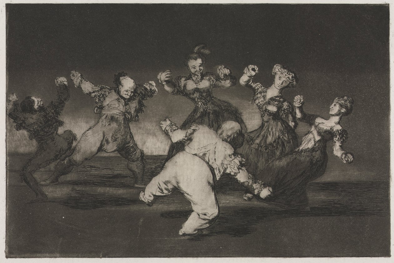 Ordspråken: Om Marion vill dansa, då måste hon ta konsekvenserna, 1864. av Francisco de Goya