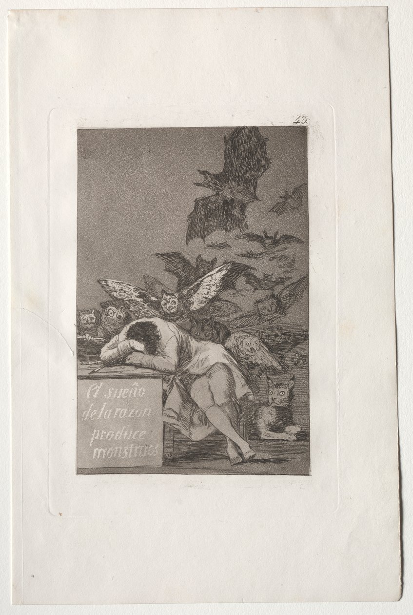 Förnuftets sömn producerar monster av Francisco de Goya