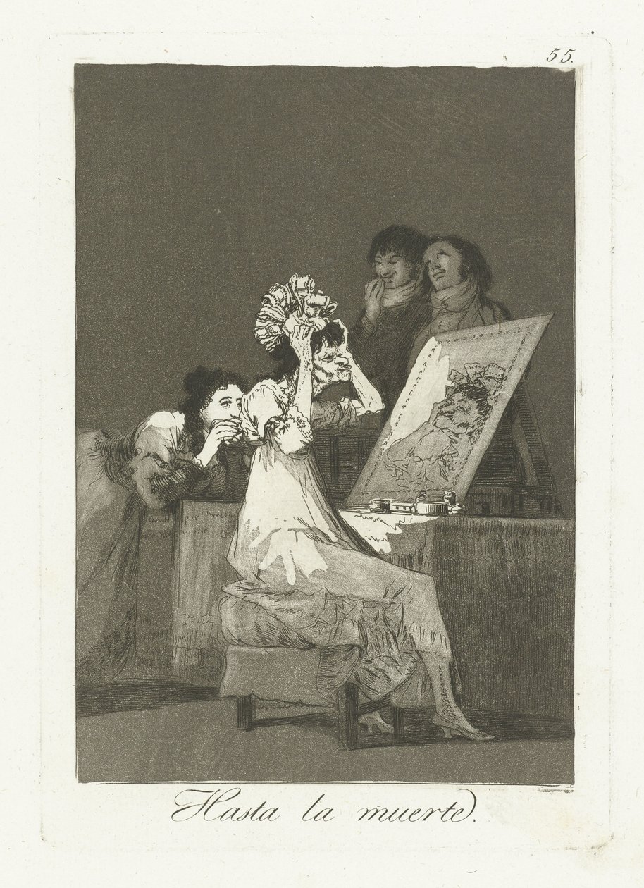 Tot aan de dood Fram till döden (titel på objekt) Los Caprichos (serietitel) av Francisco de Goya