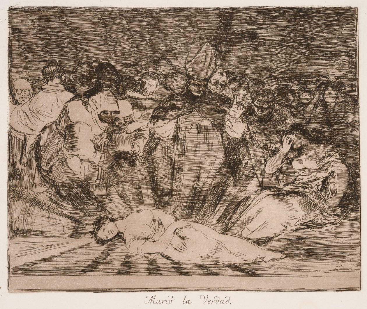 ”Truth has Died” (Sanningen har dött) ur serien ”Krigets katastrofer” av Francisco de Goya