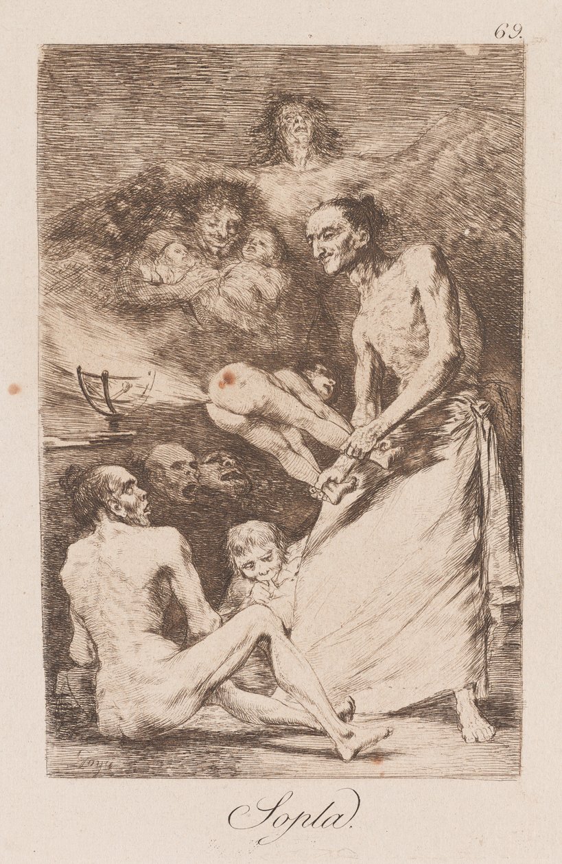 Wind, sent 1700-tidigt 1800-tal (tryck) av Francisco de Goya