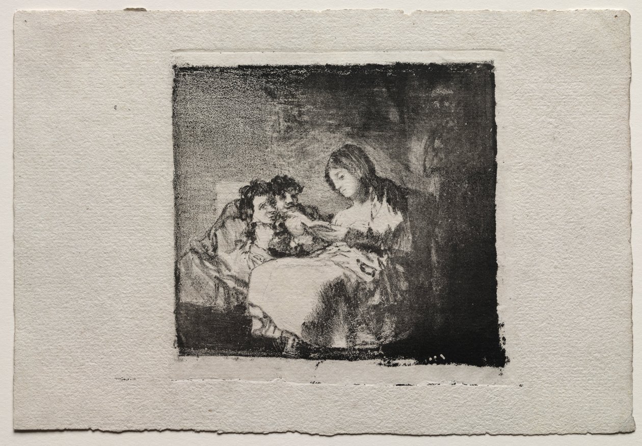 Kvinna som läser för två barn av Francisco de Goya