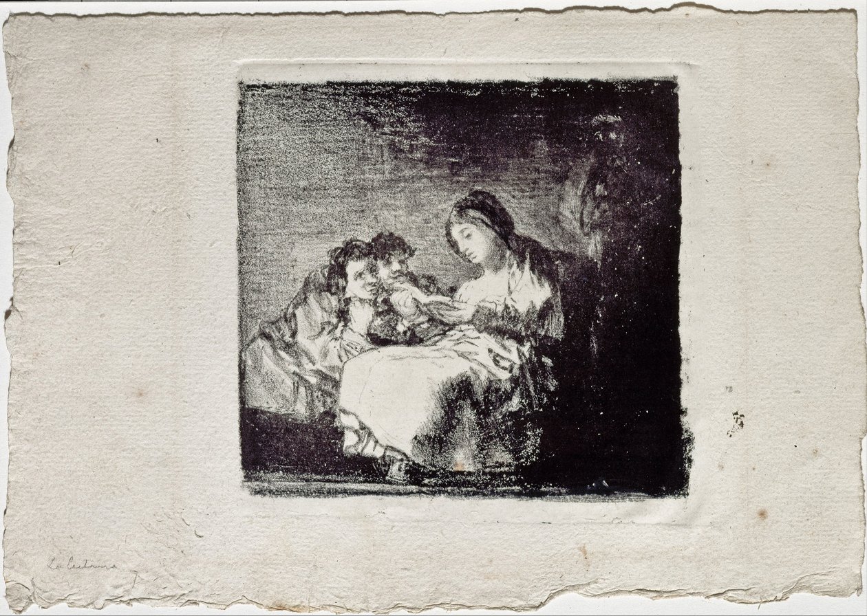 Kvinna som läser för två barn La lectura, 1819-1825 av Francisco de Goya