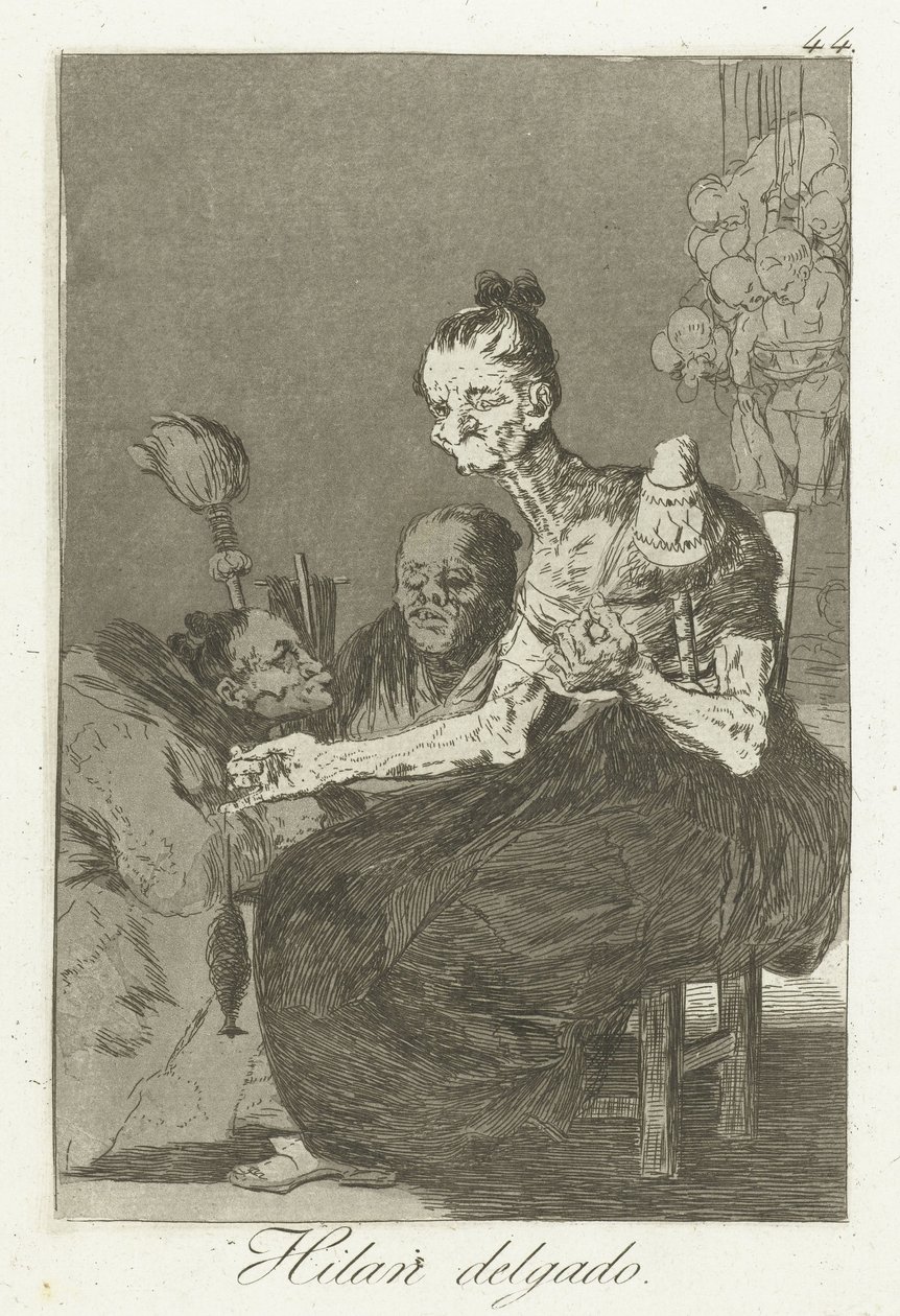 De snurrar fint Hilan Delgado (titel på objekt) Los Caprichos (serietitel) av Francisco de Goya