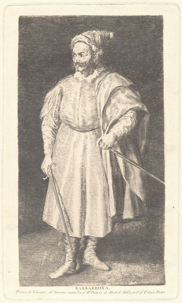 Gycklaren Barbarroja av Francisco de Goya after Diego Velázquez