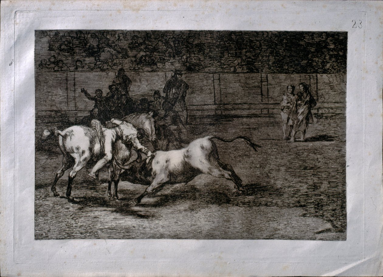 Mariano Ceballos, kallad el Indio, dödar tjuren från hästryggen av Francisco de Goya