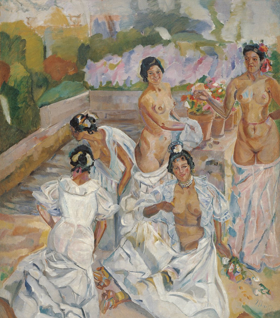 The Bath (Sevilla) - Iturrino, Francisco (1864-1924) - ca. 1908 - Olja på duk - 200x174 - Carmen Thyssen Museum, Malaga av Francisco de Iturrino