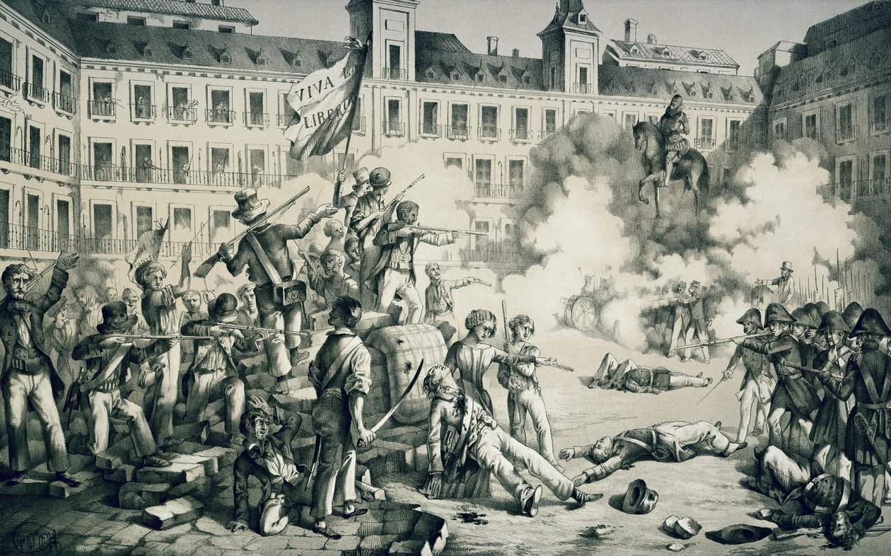 Spanska revolutionen 1854 (litografi) av Francisco de Paula van Halen