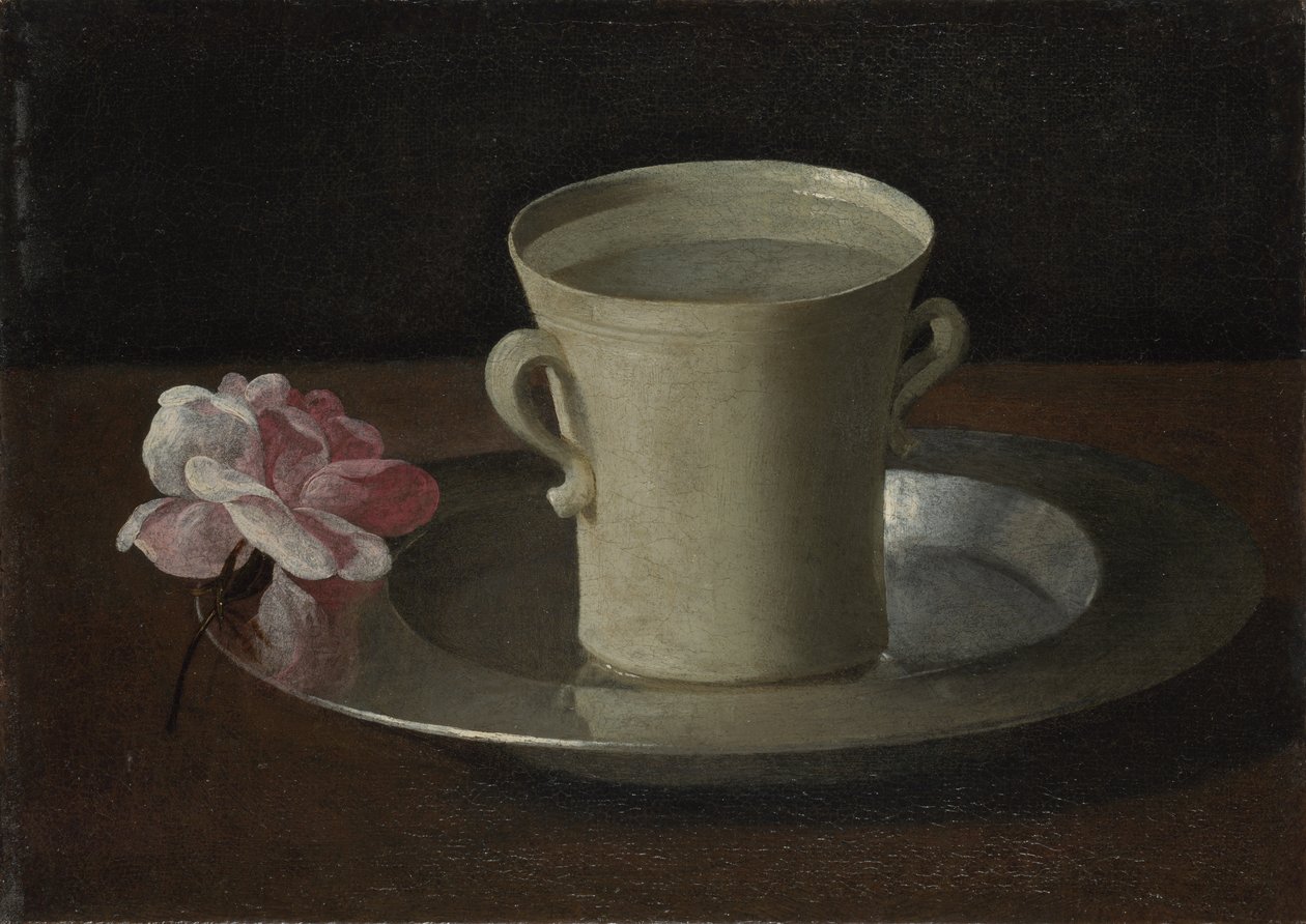 En kopp vatten och en ros, c.1630 av Francisco de Zurbaran