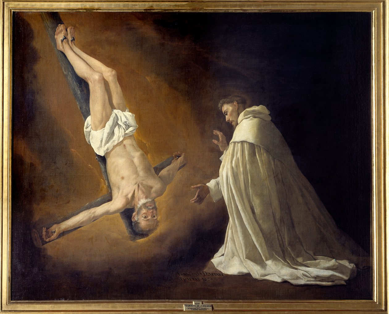 Uppenbarelse av St. Peter korsfäst till St. Peter Nolasque (1189-1256) Målning av Francisco de Zurbaran (1598-1664) (ec.esp.) 1629 Sön. 1,79x2,23 m Madrid, Musee du Prado av Francisco de Zurbaran
