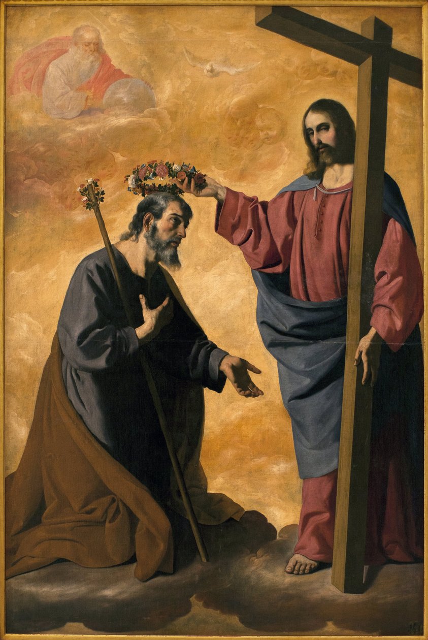 Kristus galar Saint Joseph. Målning av Francisco de Zurbaran (1598-1664), olja på duk, cirka 1640. Museum of Fine Arts i Sevillle, Spanien. av Francisco de Zurbaran