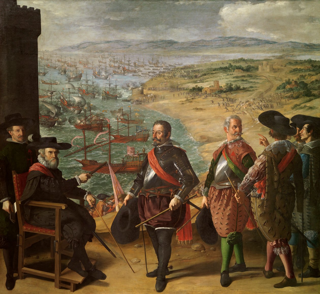 Försvaret av Cadiz (Cadiz, Spanien) mot engelsmännen. Engelska trupper intog tornet i Cadiz den 1 november 1625 i syfte att fånga upp guld och silver som kom från Amerika. Den sittande figuren är Fernando Giron, guvernör i vi av Francisco de Zurbaran