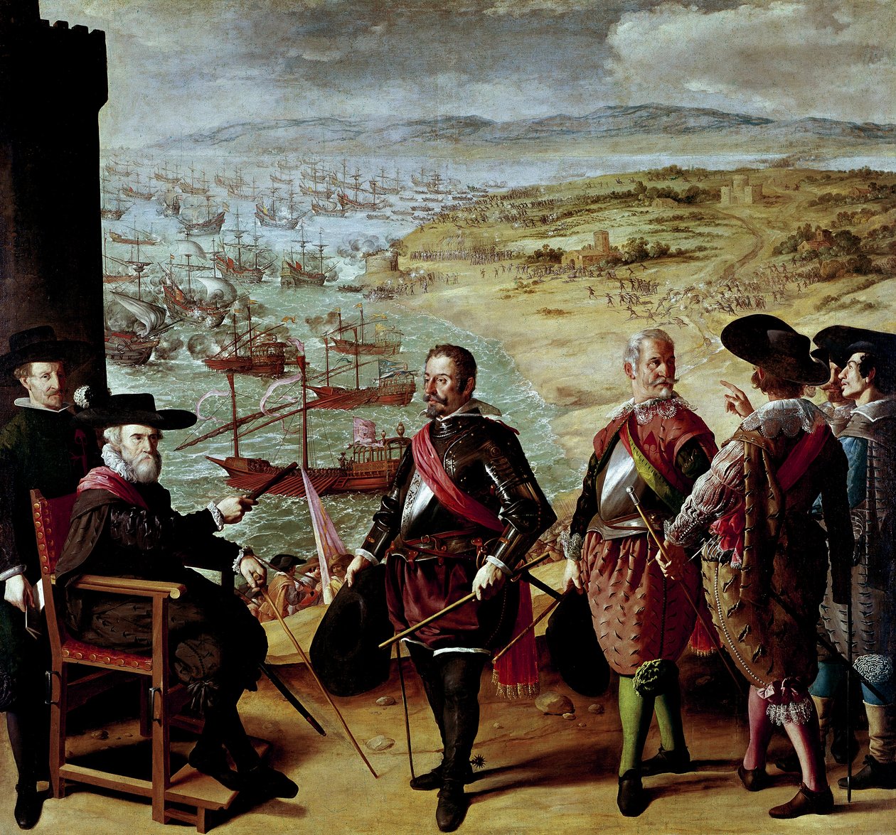 Målade strider om Buen Retiro: Cadiz försvar från britterna 1627 av Francisco de Zurbaran
