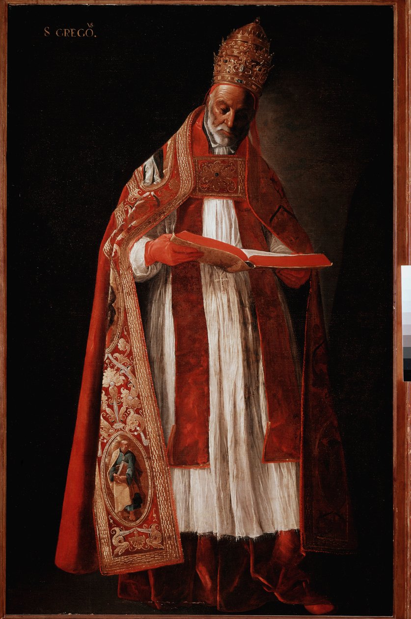 Påven Gregoire I den store eller Dialog (olja på duk av Francisco de Zurbaran