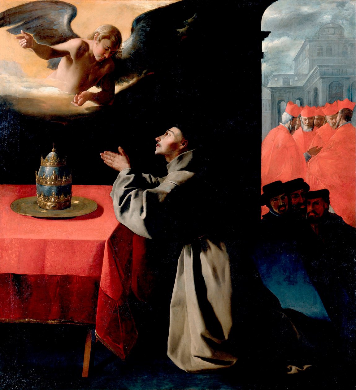 "" Saint Bonaventure (Giovanni di Fidanza, kallad Dr. Seraphique, St. Bonaventure) (1221-1274) i bön "" Målning av Francisco de Zurbaran (1598-1664) 1629 Sön 239x222 cm Gemaldegallerie, Dresden Tyskland av Francisco de Zurbaran