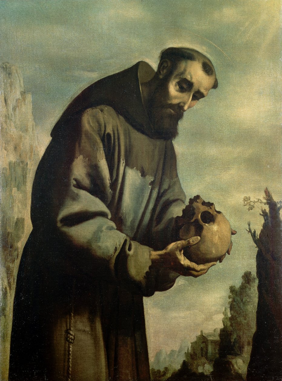 St Francis i Meditation av Francisco de Zurbaran