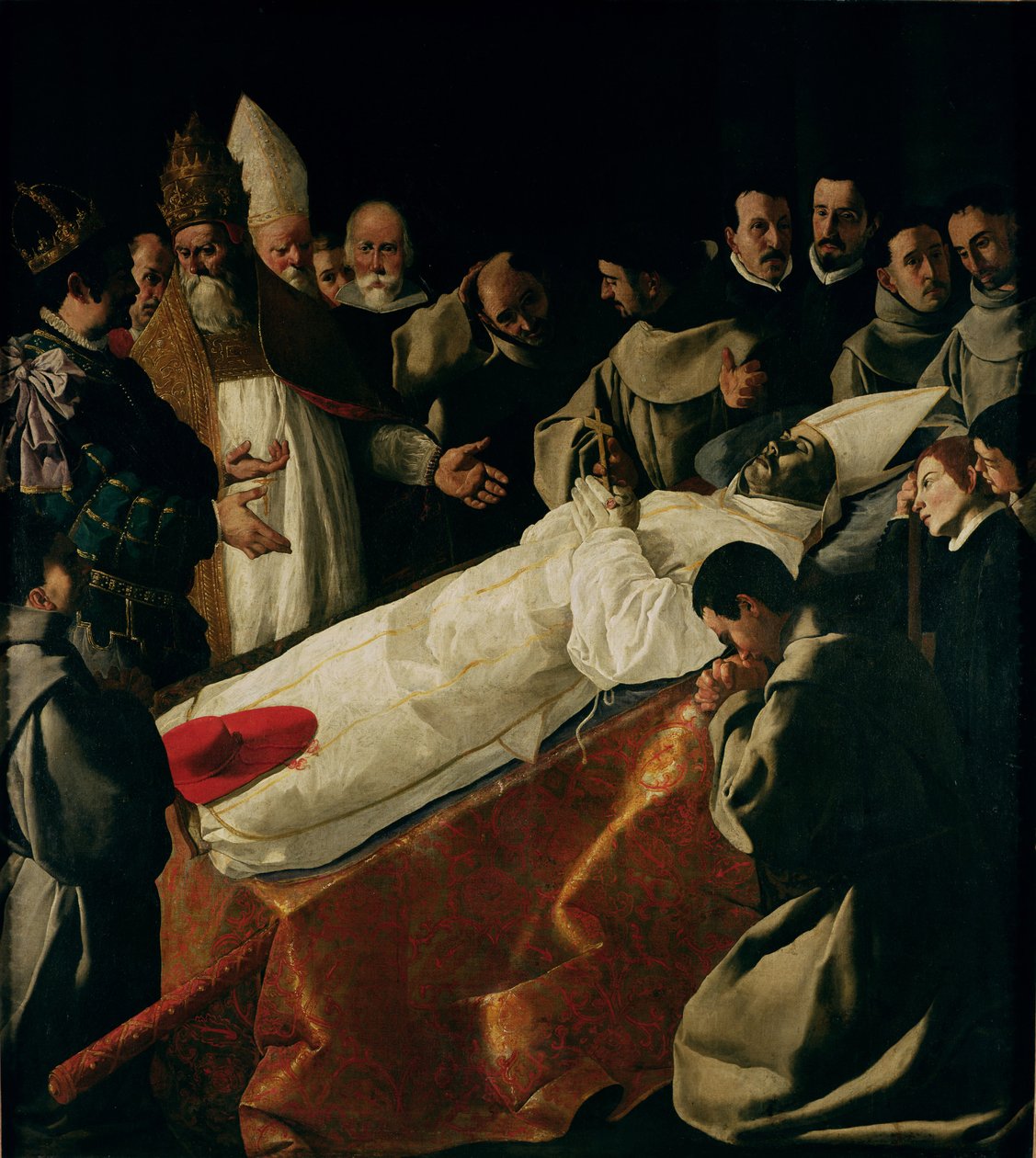 Utställningen av St. Bonaventures kropp (1221-74) efter 1627 av Francisco de Zurbaran