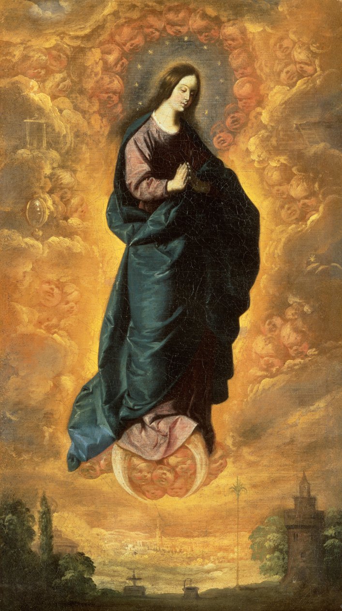 Den obefläckade avlelsen (olja på duk) av Francisco de Zurbaran