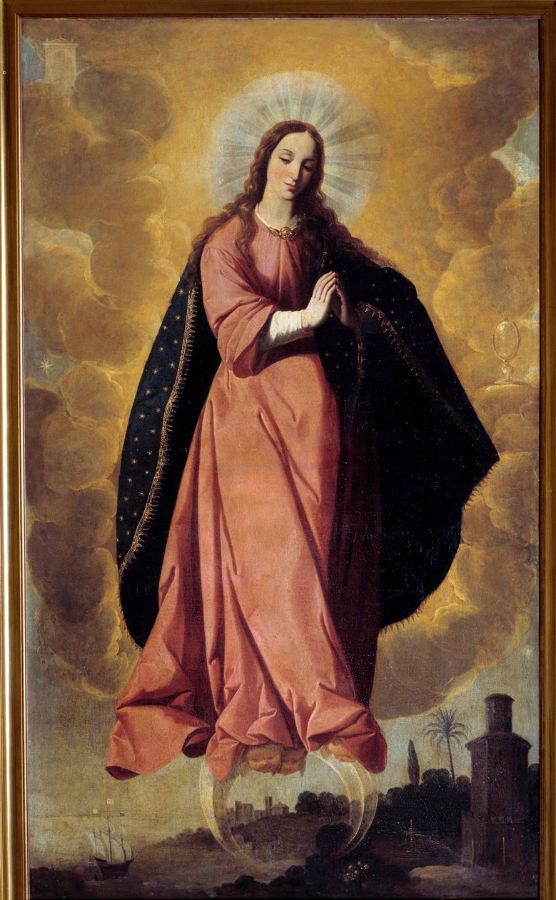 The Immaculee Painting Design av Francisco de Zurbaran (1598-1664) Marchena från 1600-talet. Johannes Döparens kyrka av Francisco de Zurbaran