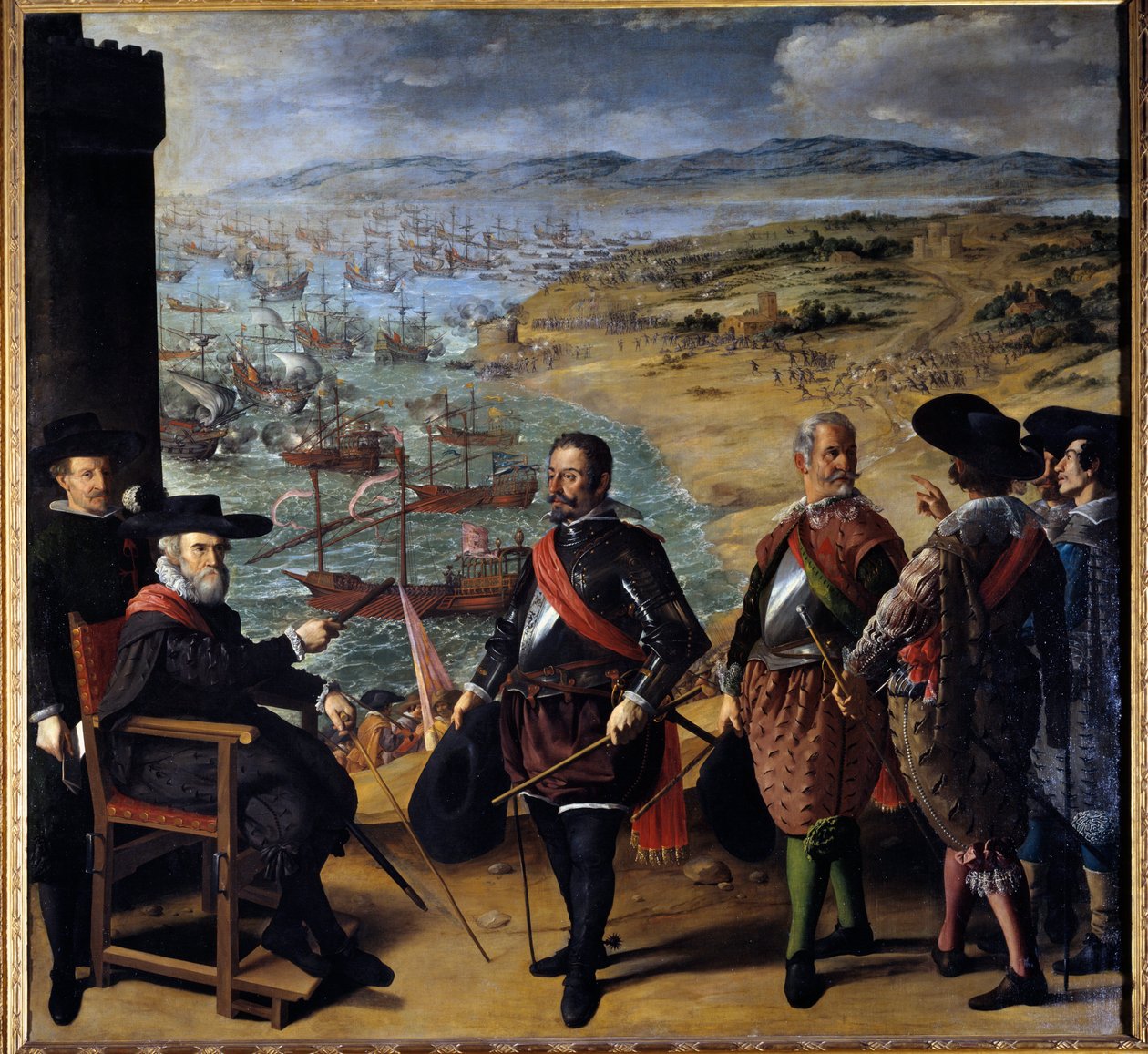 Försvaret av Cadiz (Cadiz, Spanien) mot engelsmännen. De engelska trupperna tog tornet i Cadiz den 1 november 1625 för att fånga upp guld och silver från Amerika. Den sittande karaktären är Fernando Giron, guvernör i staden, fällor i tornet di av Francisco de Zurbaran