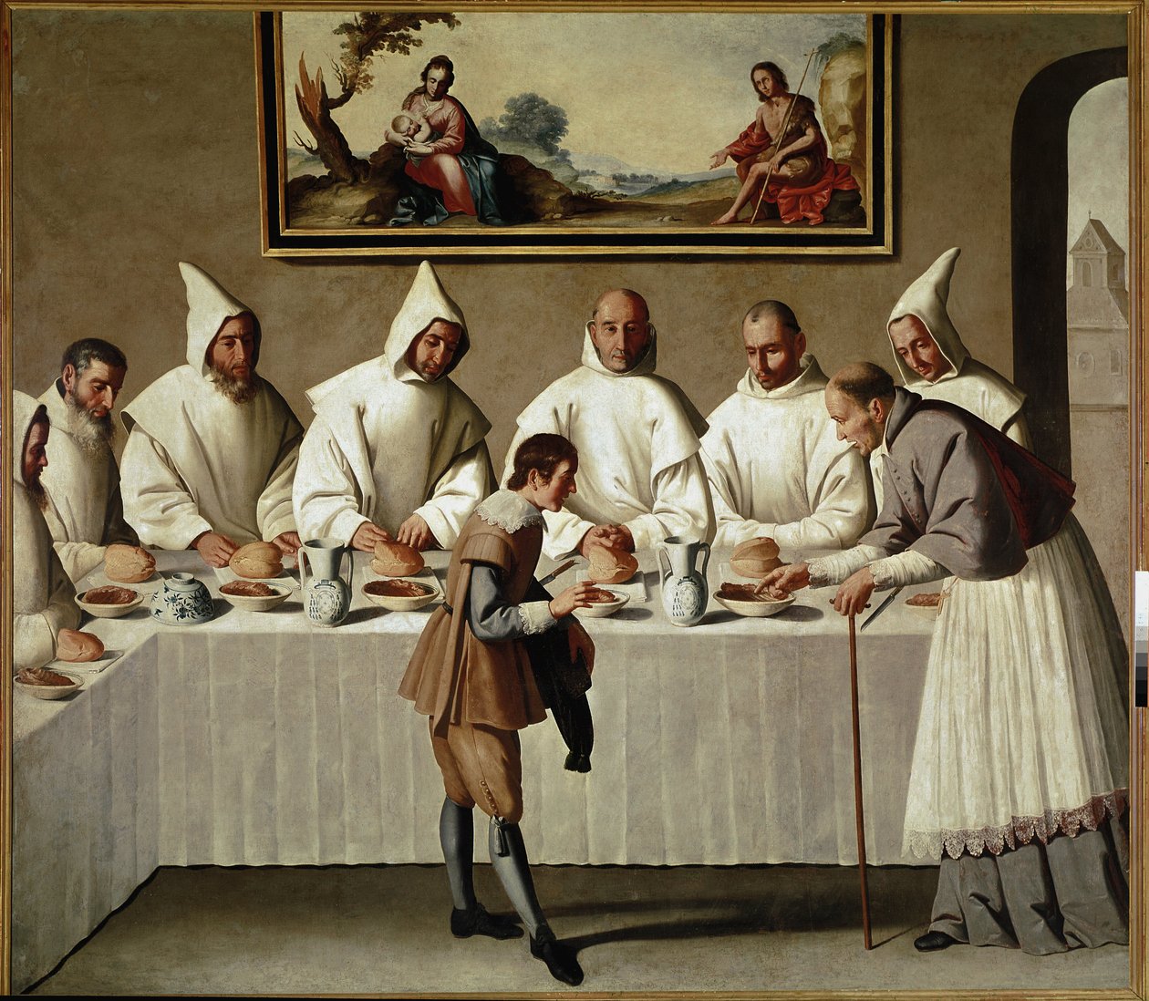 Miraklet av St. Hugh i kartusiernas refektorium (olja på duk av Francisco de Zurbaran