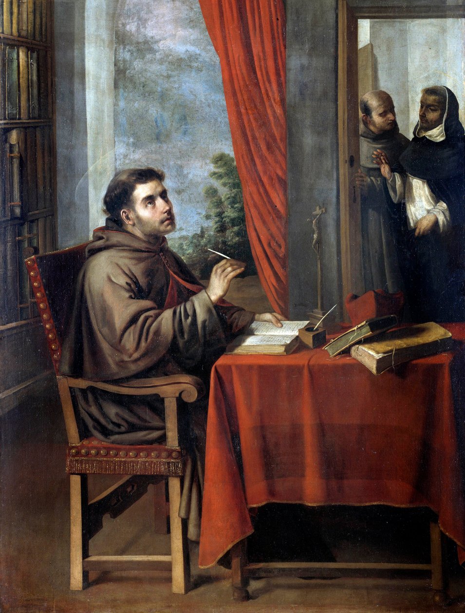 Besök av den italienske teologen och filosofen Saint Thomas Aquinas (Tommaso d