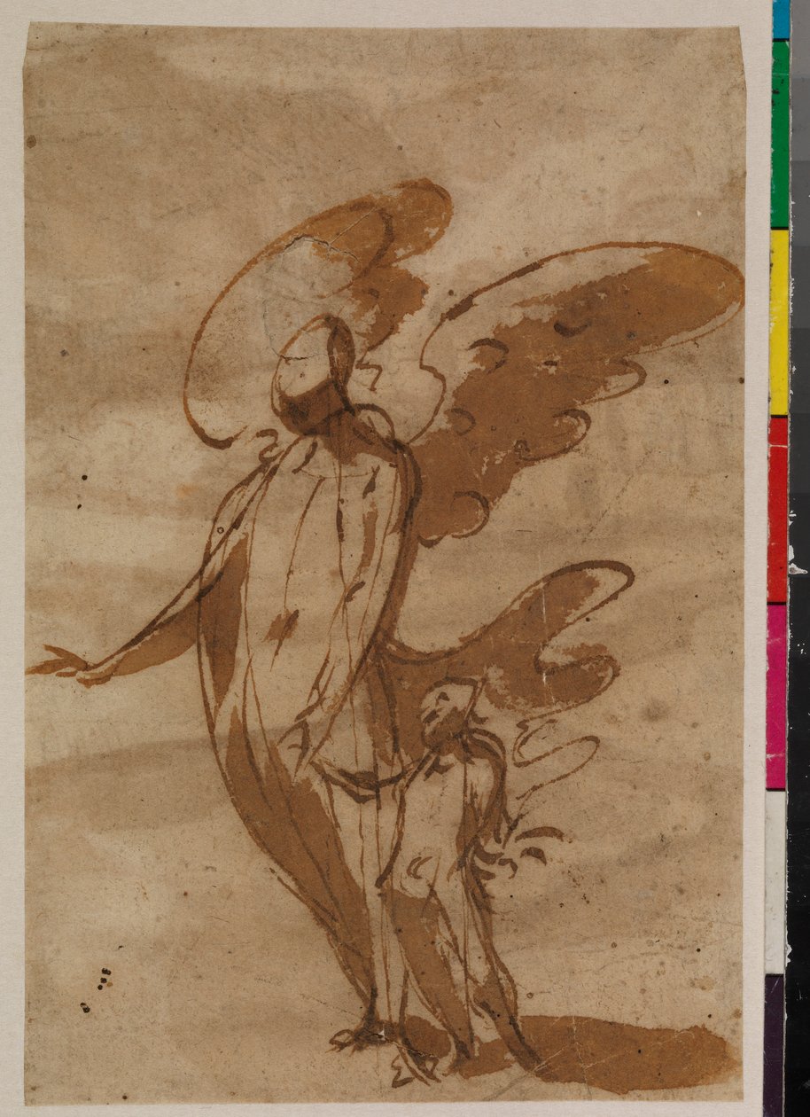 Skyddsängel som går med ett barn, recto, 1600-talet av Francisco the Younger Herrera